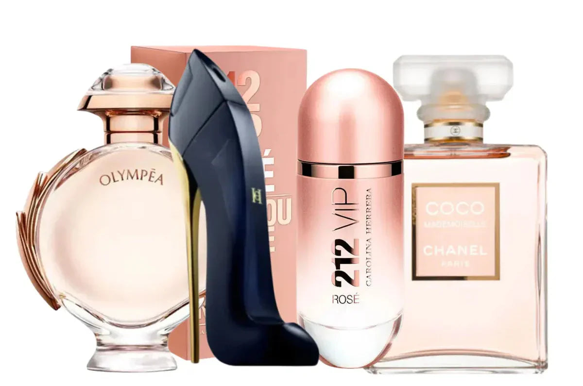 4 parfüümi komplekt | 212 Rosé, Coco Mademoiselle, Good Girl, Olympea 100ml