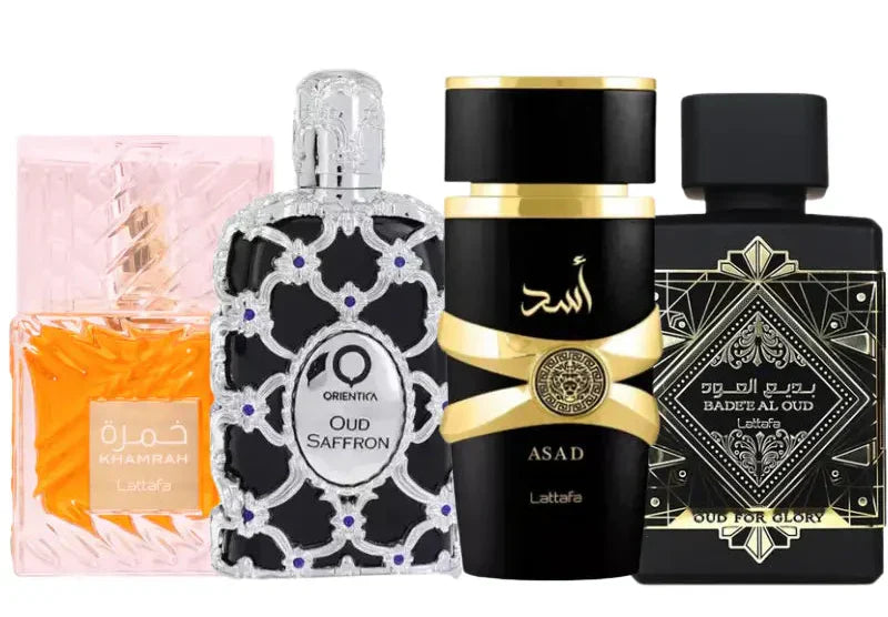 4 parfüümi komplekt | Asad, Oud For Glory, Khamrah, Oud Saffron