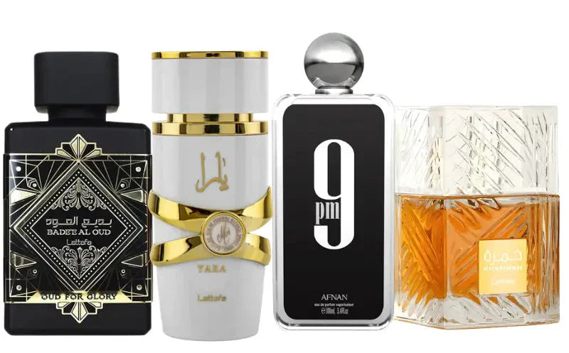 4 parfüümi komplekt | Oud For Glory, Yara Moi, Khamrah, 9pm