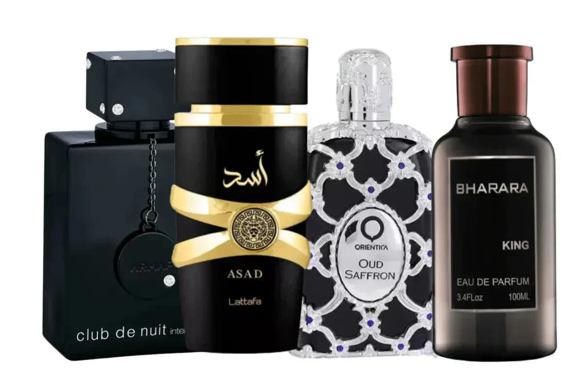 4 parfüümi komplekt | Club de Nuit, King, Oud Saffron, Asad