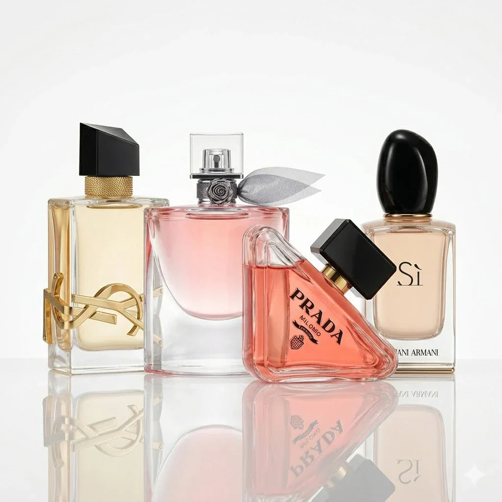 4 parfüümi komplekt | YSL Libre, Lancôme La Vie Est Belle, Prada Paradoxe, Armani Sì.