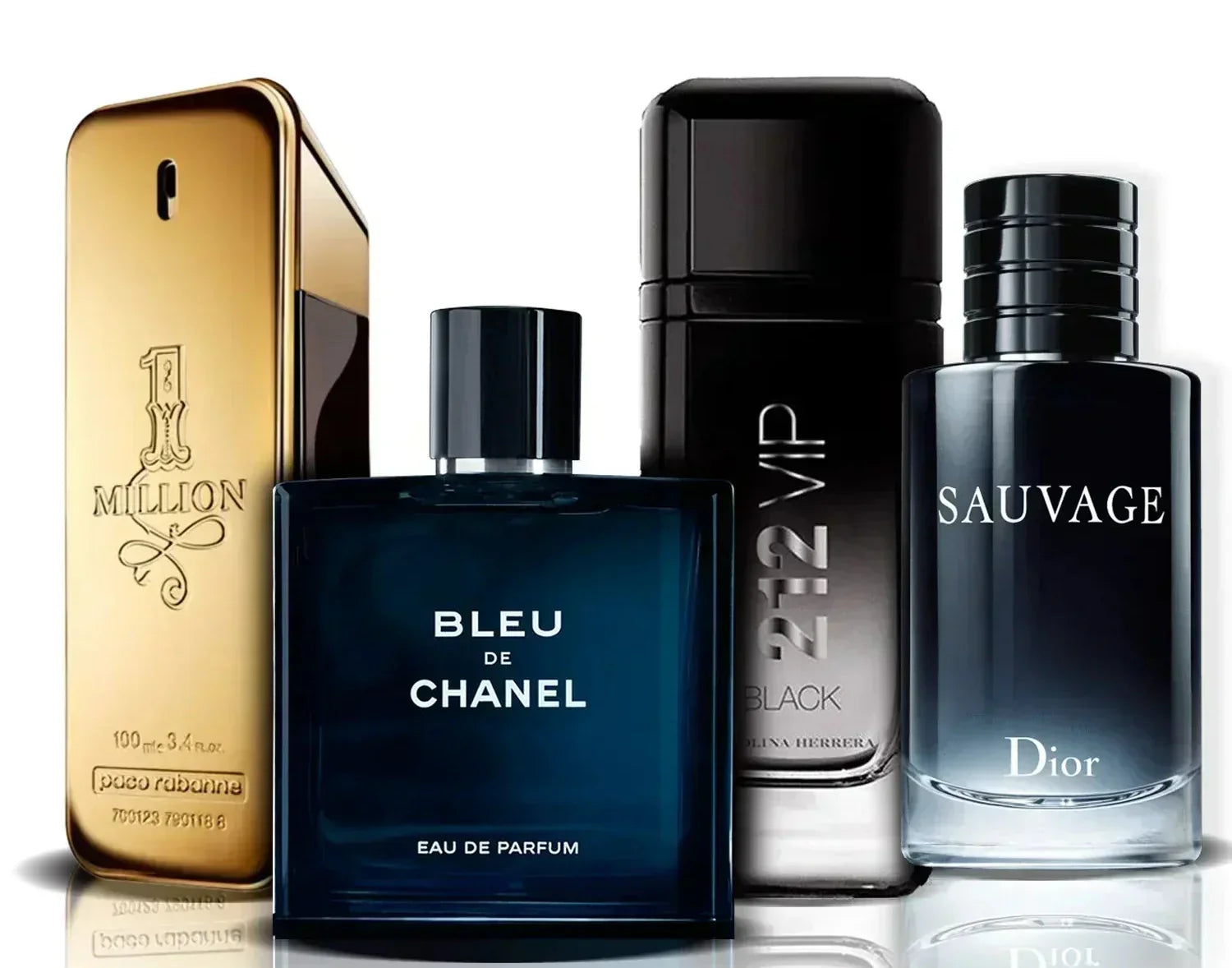 4 parfüümi komplekt | One Million, Bleu de Chanel, 212 VIP Black i Sauvage (100 ml)